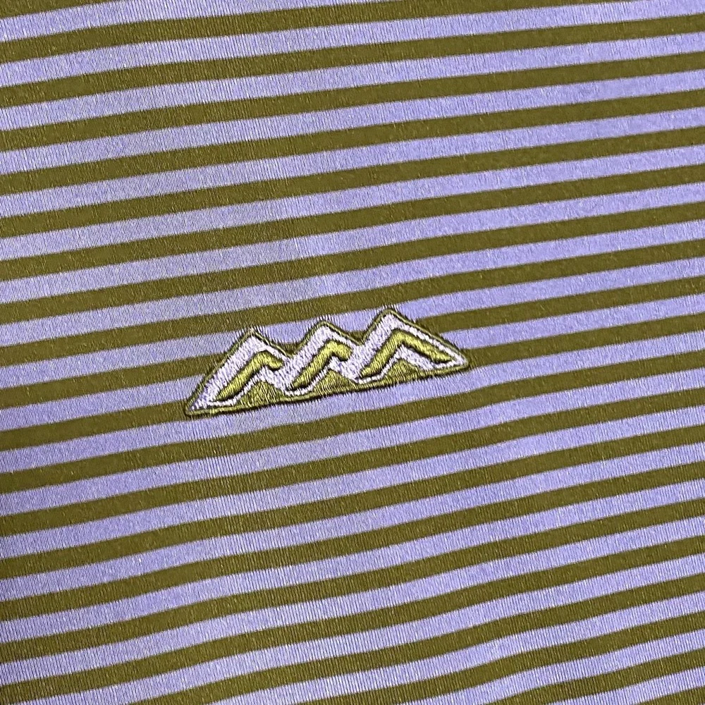 RLX Ralph Lauren Polo Shirt Mens Large Purple Stripe‎ Performance Golf Stretch